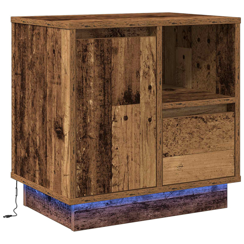 Nachttisch mit LED Altholz 50 x 34,5 x 50 cm Holzwerkstoff