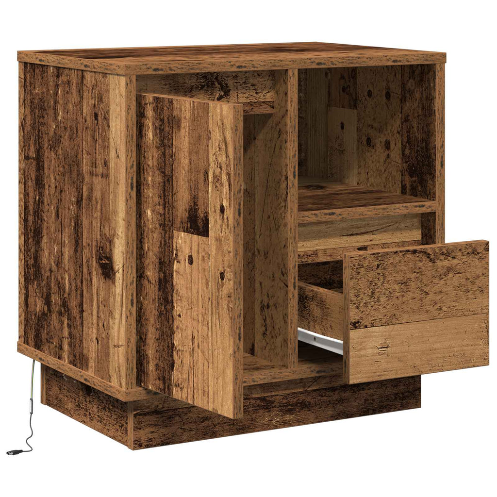 Nachttisch mit LED Altholz 50 x 34,5 x 50 cm Holzwerkstoff