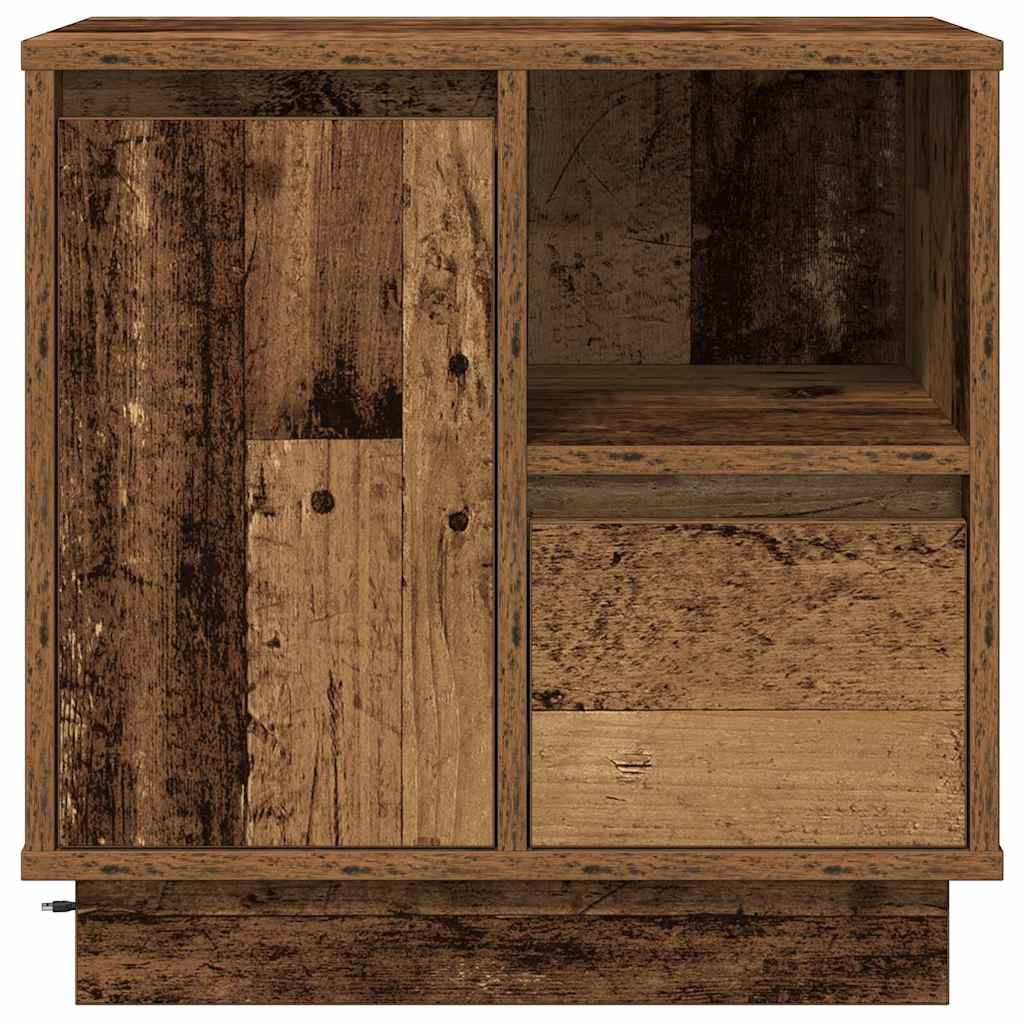 Nachttisch mit LED Altholz 50 x 34,5 x 50 cm Holzwerkstoff