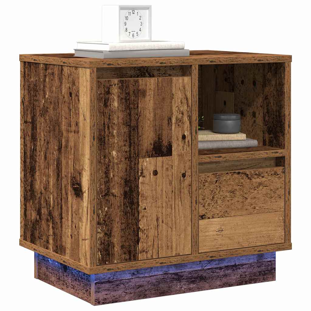 Nachttisch mit LED Altholz 50 x 34,5 x 50 cm Holzwerkstoff