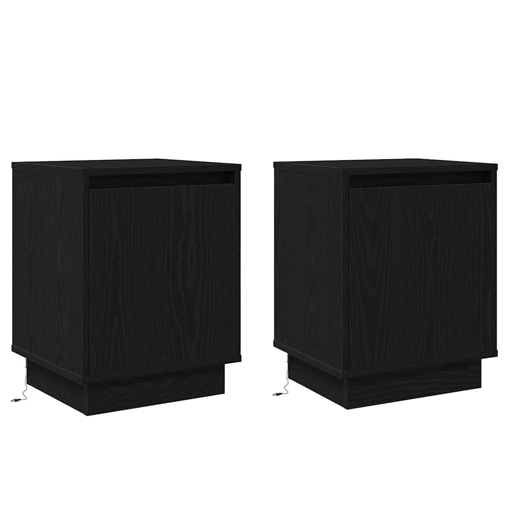Nachttisch 2 pcs Schwarz Eichen-Optik 39 x 34,5 x 50 cm