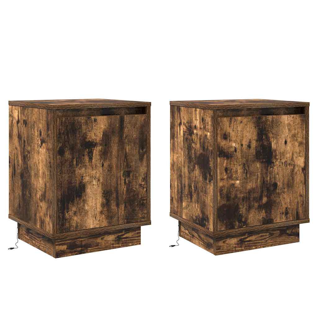 Nachttisch mit 2 pcs Geräucherte Eiche 39 x 34,5 x 50 cm
