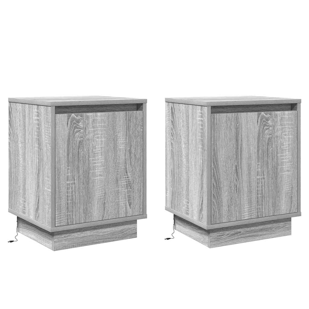 Nachttisch 2 pcs Grau 39 x 34,5 x 50 cm Holzwerkstoff