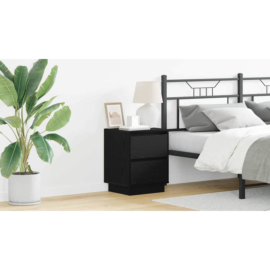 Nachttisch 2 pcs Schwarz Eichen-Optik 39 x 34,5 x 50 cm