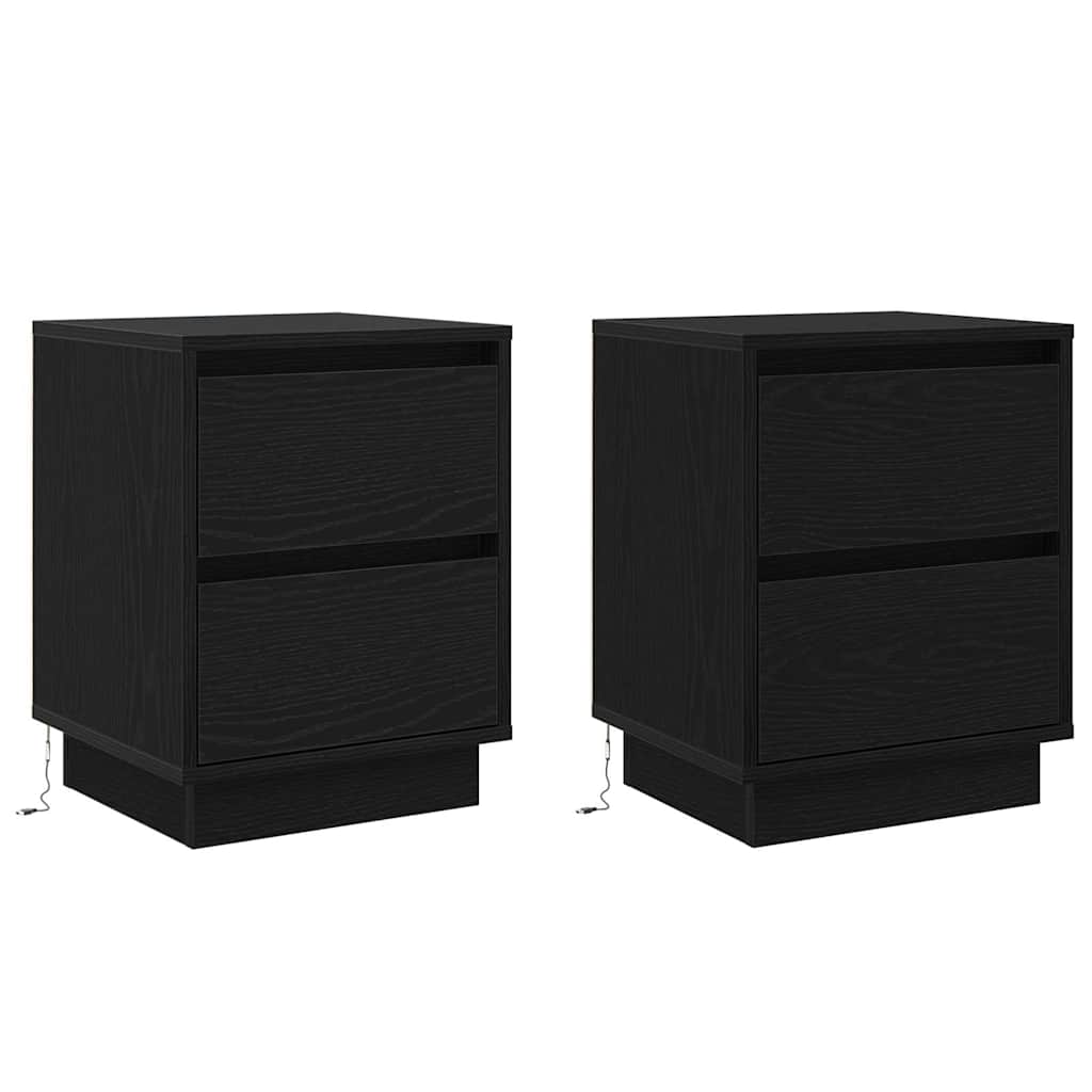 Nachttisch 2 pcs Schwarz Eichen-Optik 39 x 34,5 x 50 cm