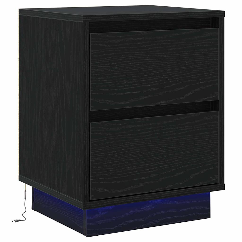 Nachttisch 2 pcs Schwarz Eichen-Optik 39 x 34,5 x 50 cm