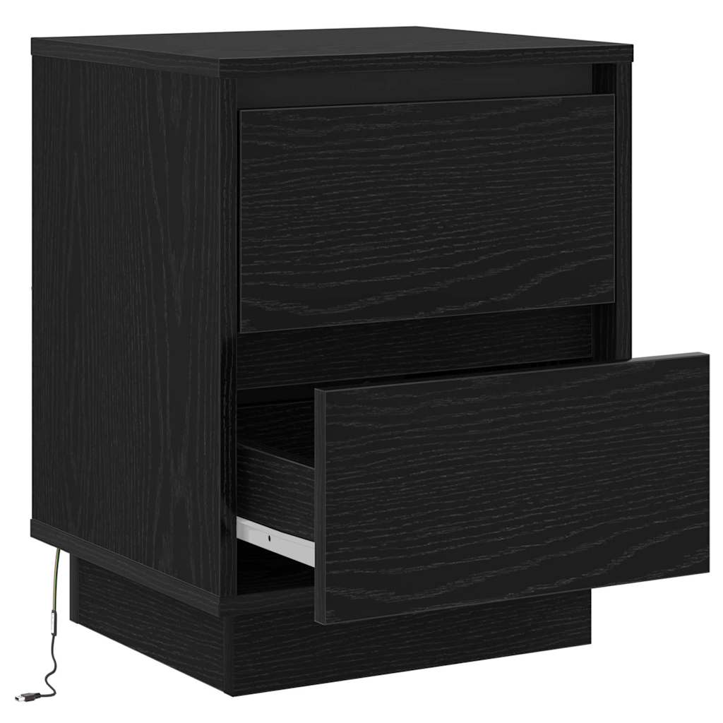Nachttisch 2 pcs Schwarz Eichen-Optik 39 x 34,5 x 50 cm