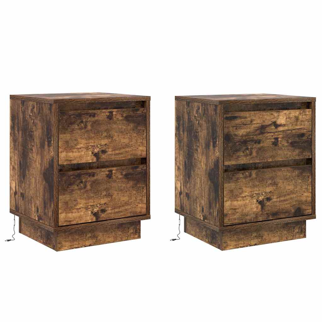 Nachttisch 2 pcs Geräucherte Eiche 39 x 34,5 x 50 cm
