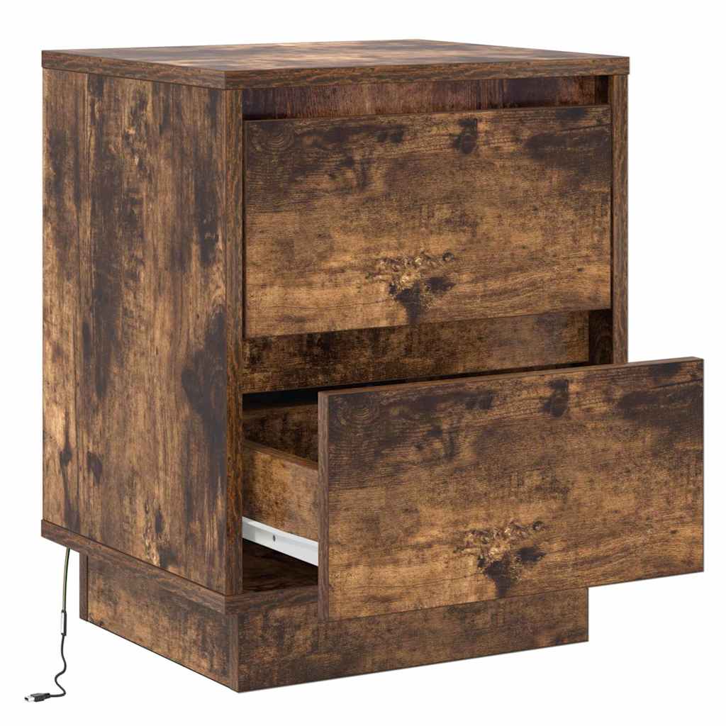 Nachttisch 2 pcs Geräucherte Eiche 39 x 34,5 x 50 cm