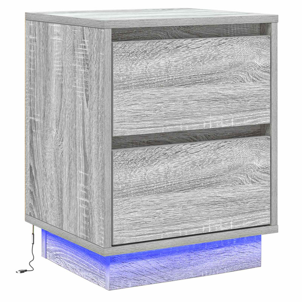 Nachttisch mit Schubladen Grau 39 x 34,5 x 50 cm Holzwerkstoff