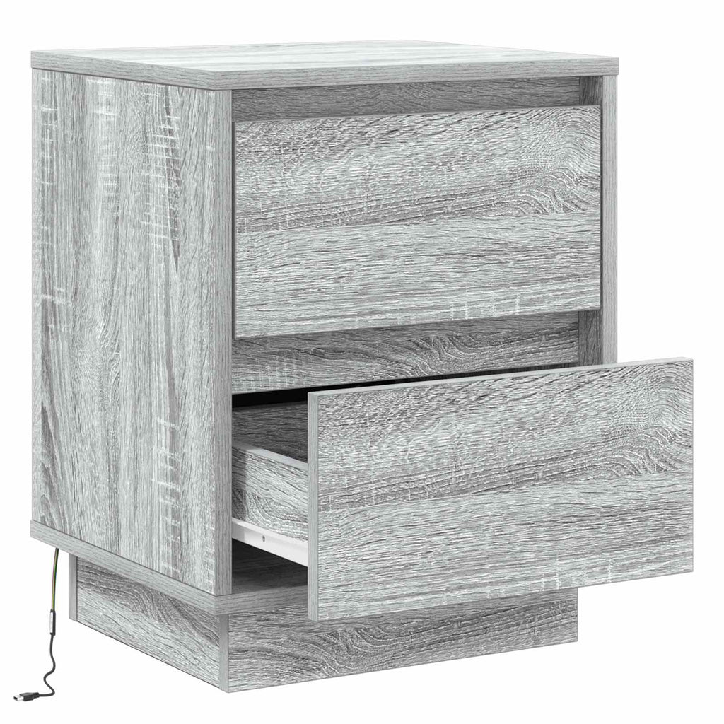 Nachttisch mit Schubladen Grau 39 x 34,5 x 50 cm Holzwerkstoff