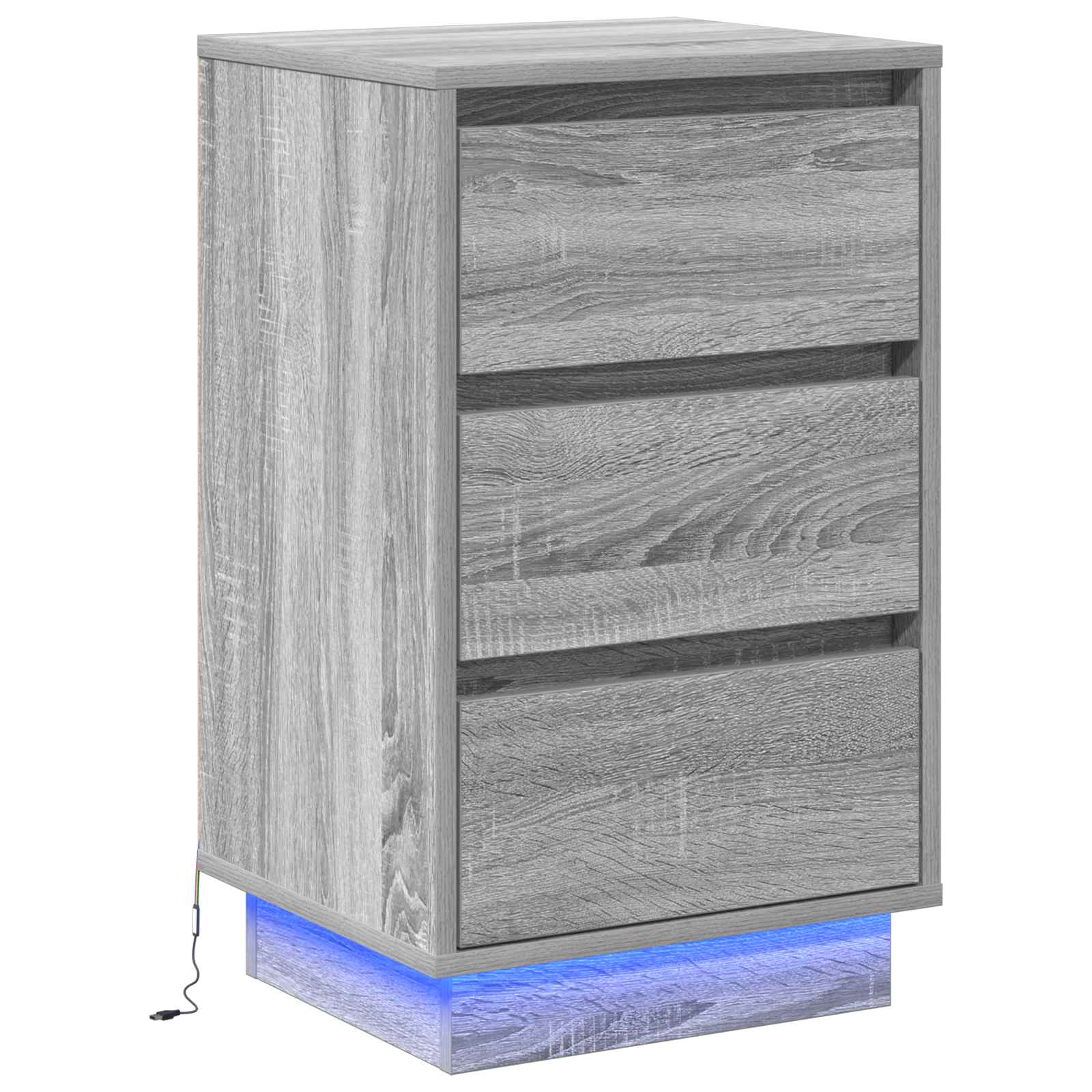 Nachttisch mit Schubladen Grau 39 x 34,5 x 65 cm Holzwerkstoff