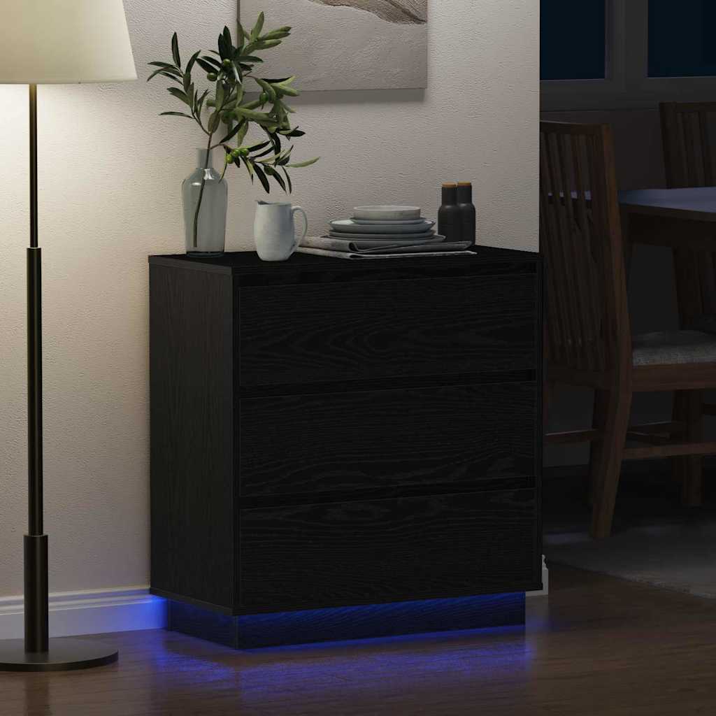 Nachttisch Schwarz Eichen-Optik 71 x 34,5 x 75 cm Holzwerkstoff