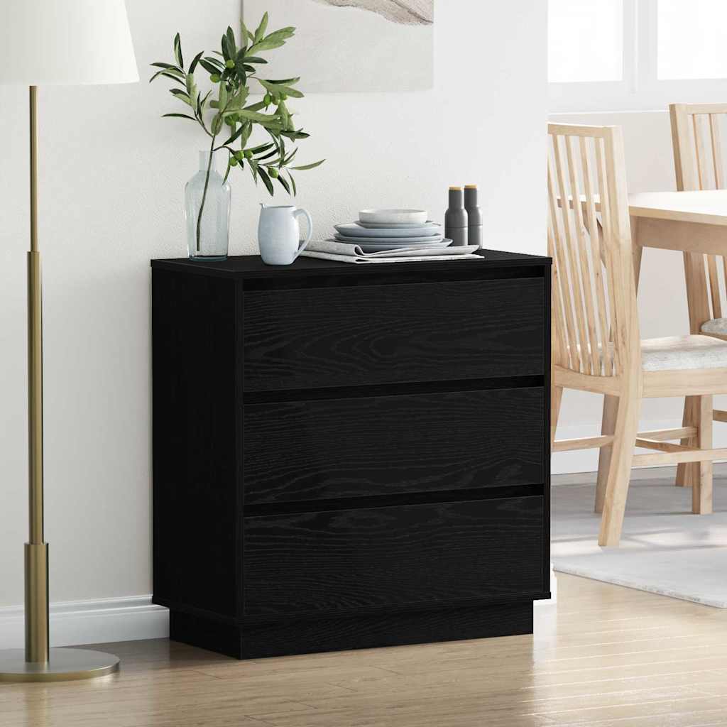 Nachttisch Schwarz Eichen-Optik 71 x 34,5 x 75 cm Holzwerkstoff