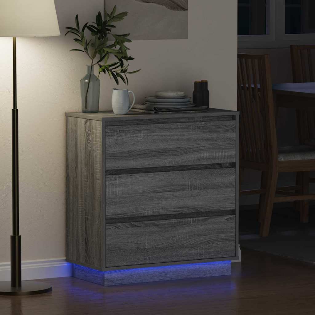 Nachttisch mit Schubladen Grau 71 x 34,5 x 75 cm Holzwerkstoff