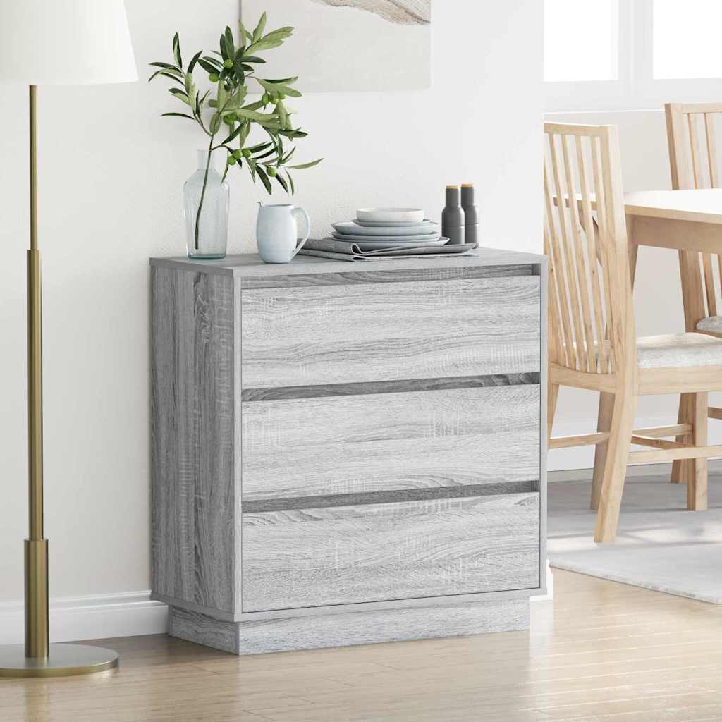 Nachttisch mit Schubladen Grau 71 x 34,5 x 75 cm Holzwerkstoff