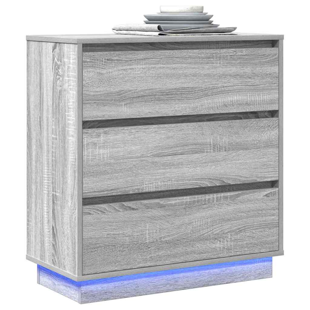 Nachttisch mit Schubladen Grau 71 x 34,5 x 75 cm Holzwerkstoff