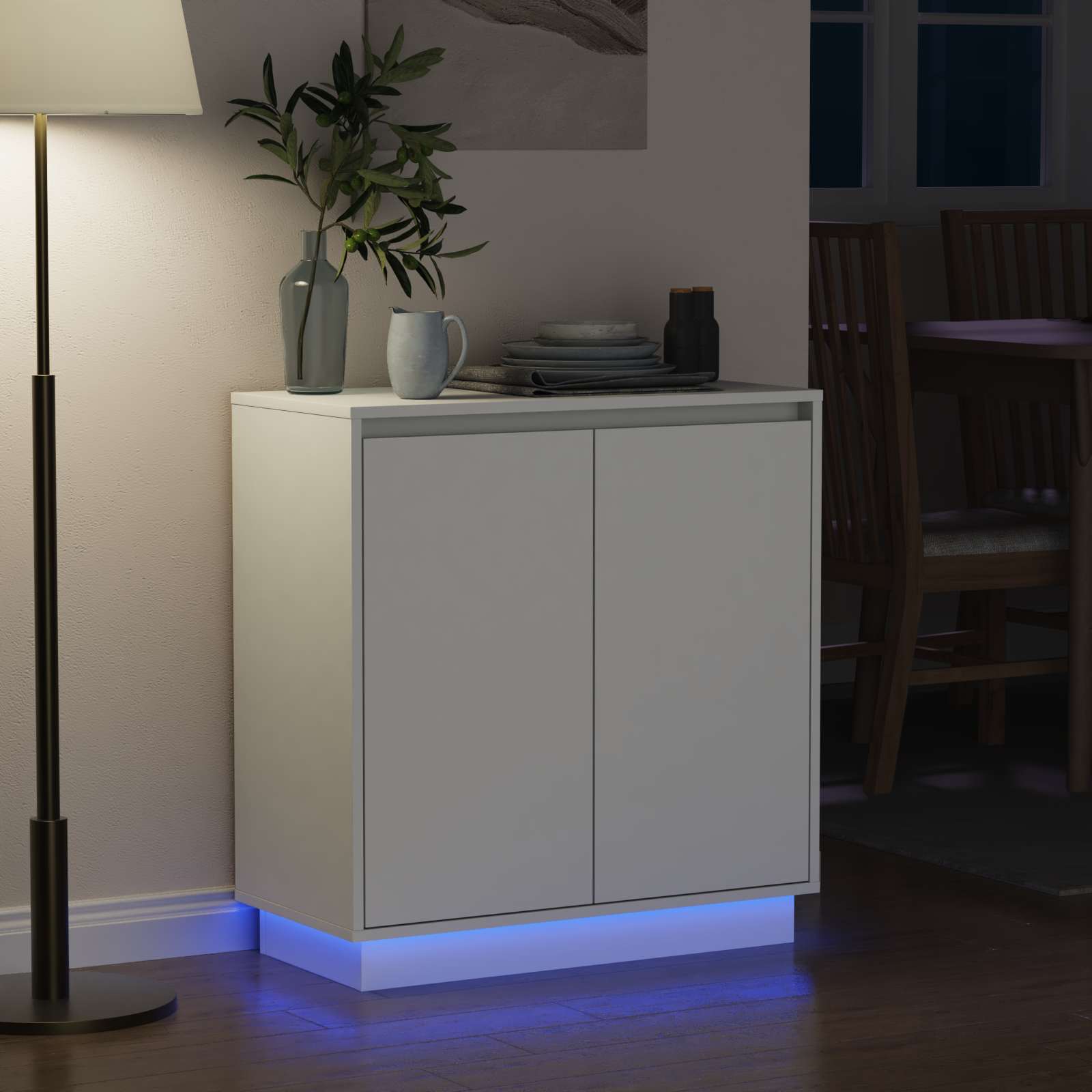 LED-Sideboard für Weiß 71 x 34,5 x 75 cm Holzwerkstoff