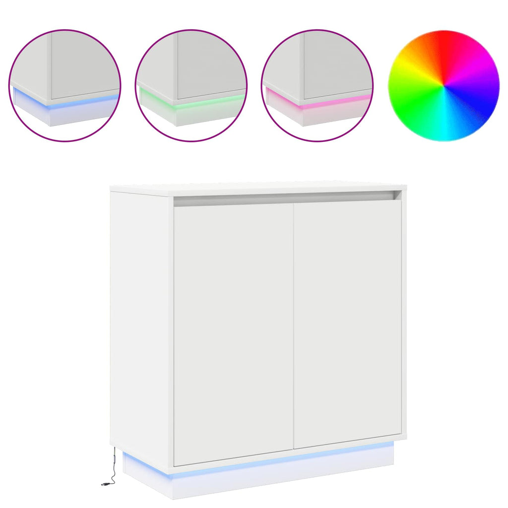 LED-Sideboard für Weiß 71 x 34,5 x 75 cm Holzwerkstoff