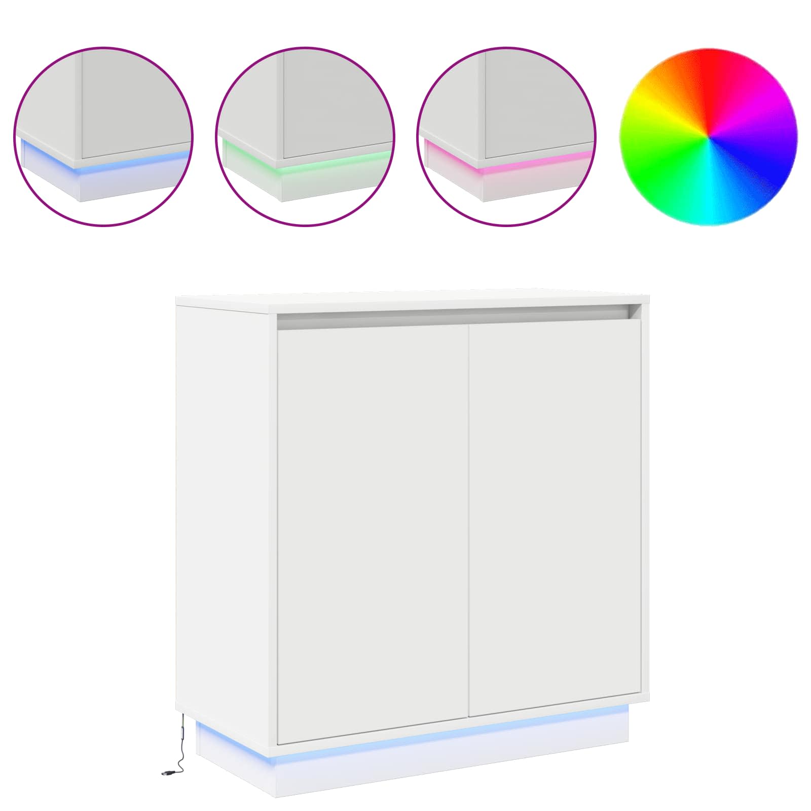 LED-Sideboard für Weiß 71 x 34,5 x 75 cm Holzwerkstoff