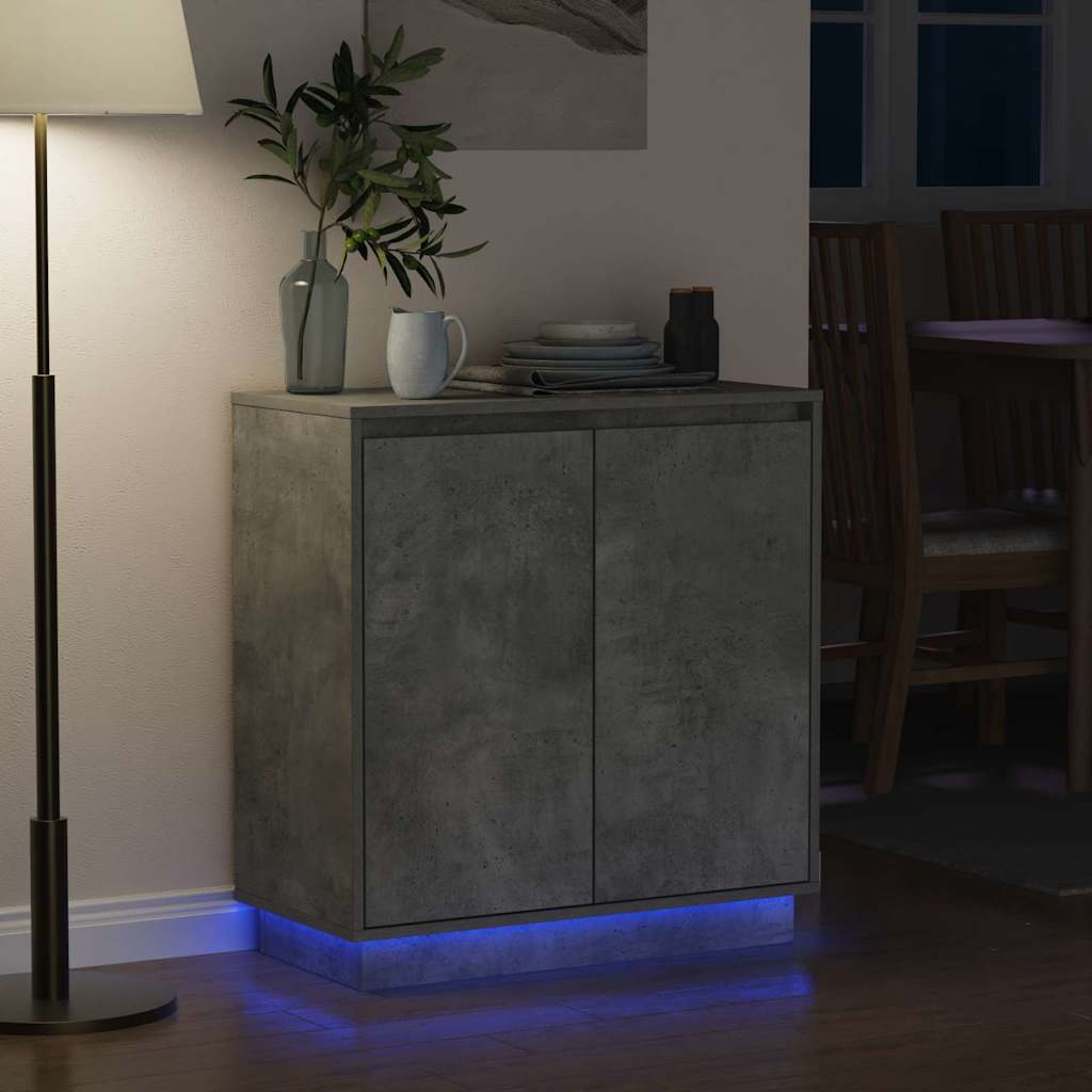 LED-Sideboard für Betongrau 71 x 34,5 x 75 cm Holzwerkstoff