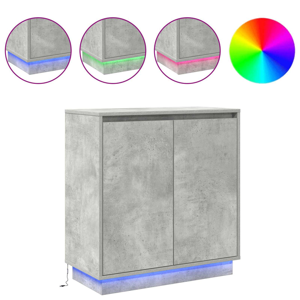 LED-Sideboard für Betongrau 71 x 34,5 x 75 cm Holzwerkstoff