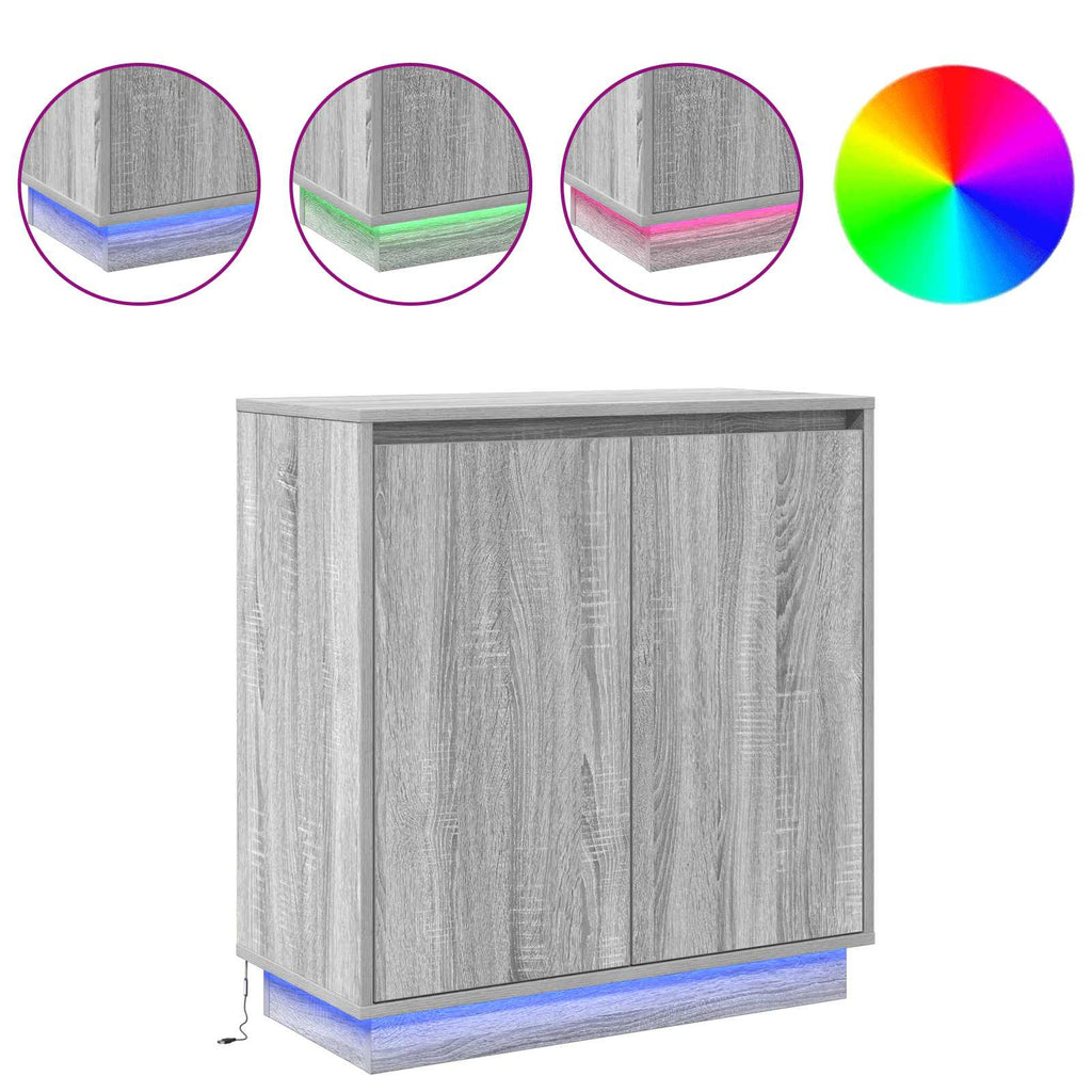LED-Sideboard für Graues Sonoma 71 x 34,5 x 75 cm