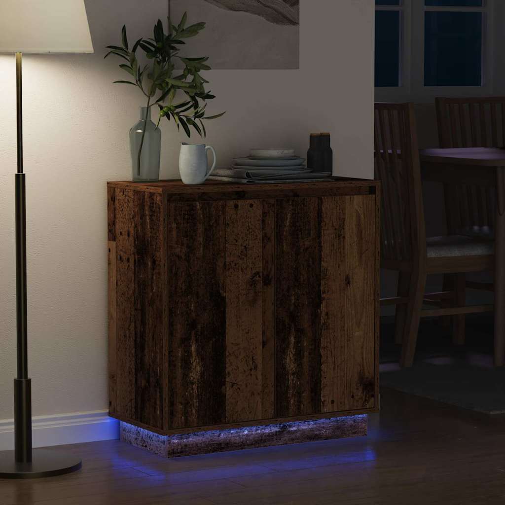 LED-Sideboard für Altholz 71 x 34,5 x 75 cm Holzwerkstoff
