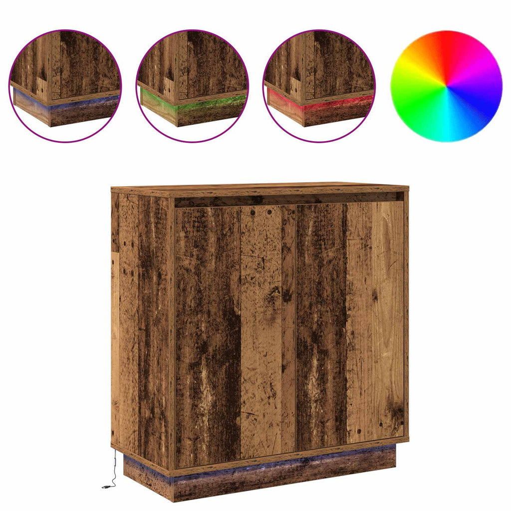 LED-Sideboard für Altholz 71 x 34,5 x 75 cm Holzwerkstoff