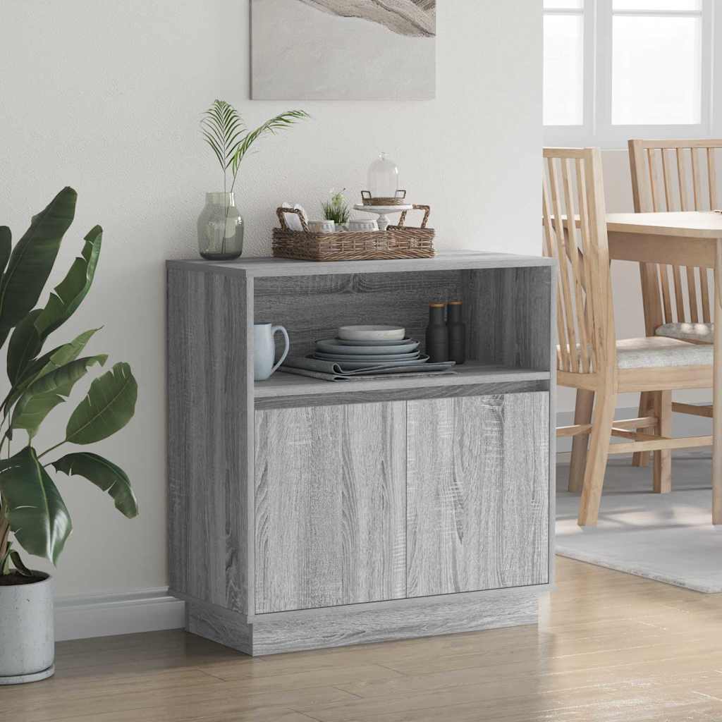 LED-Sideboard Graues Sonoma 71 x 34,5 x 75 cm Holzwerkstoff