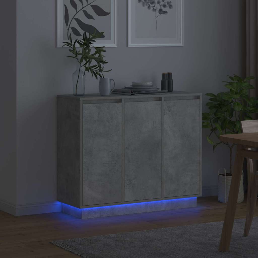 LED-Sideboard Beton Grau 90 x 32 x 75 cm Holzwerkstoff
