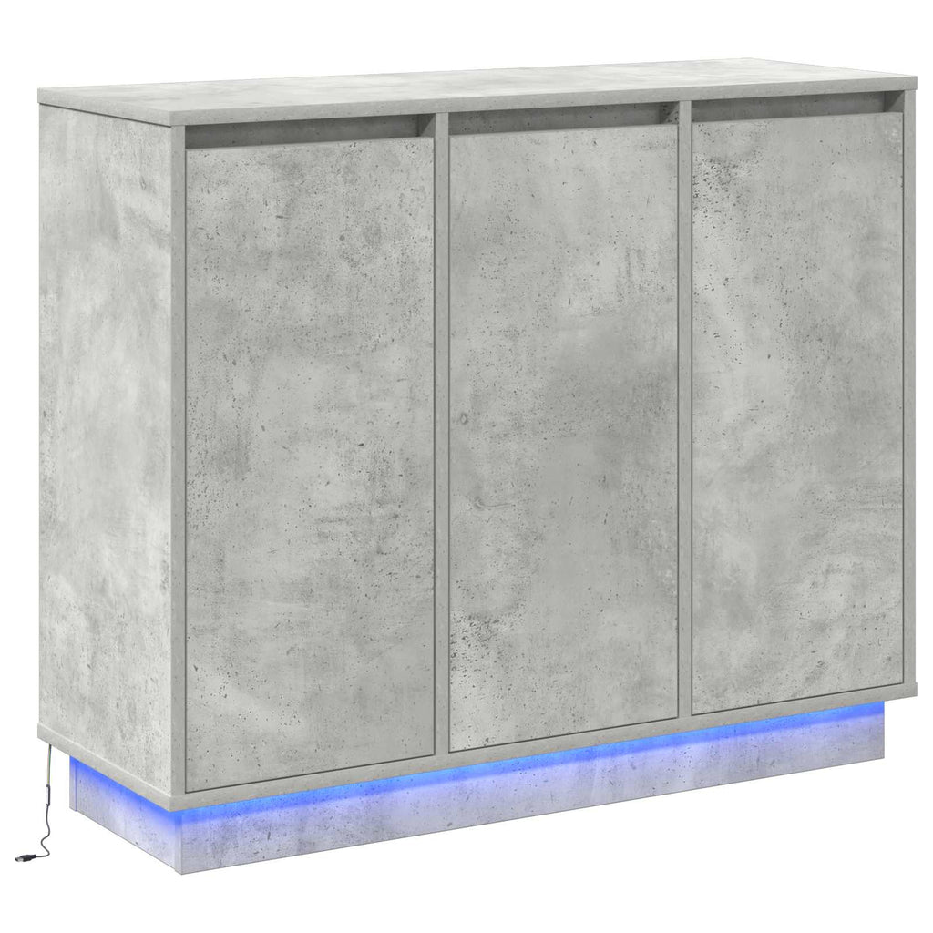 LED-Sideboard Beton Grau 90 x 32 x 75 cm Holzwerkstoff