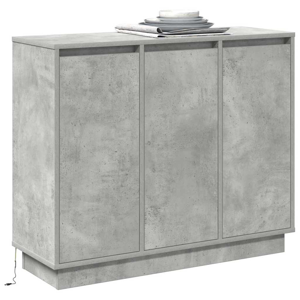 LED-Sideboard Beton Grau 90 x 32 x 75 cm Holzwerkstoff