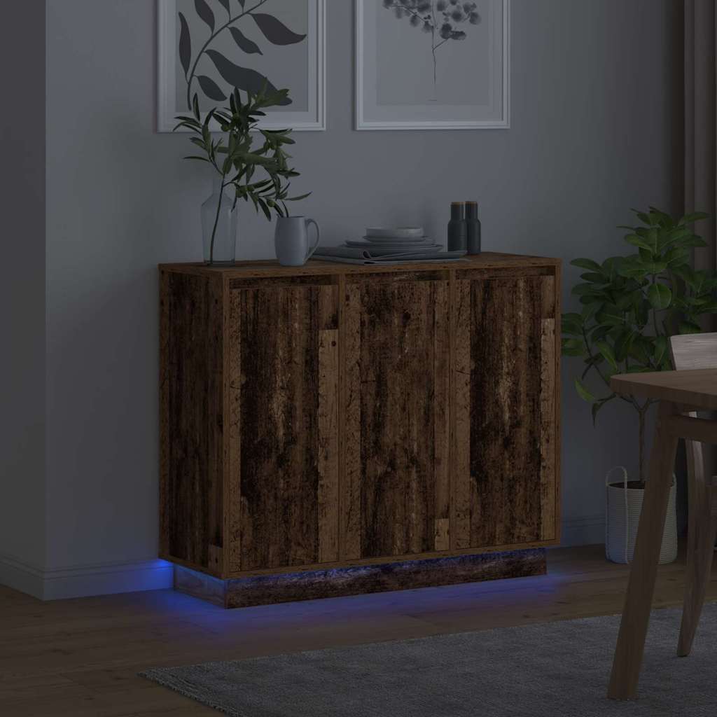 LED-Sideboard Altholz 90 x 32 x 75 cm Holzwerkstoff