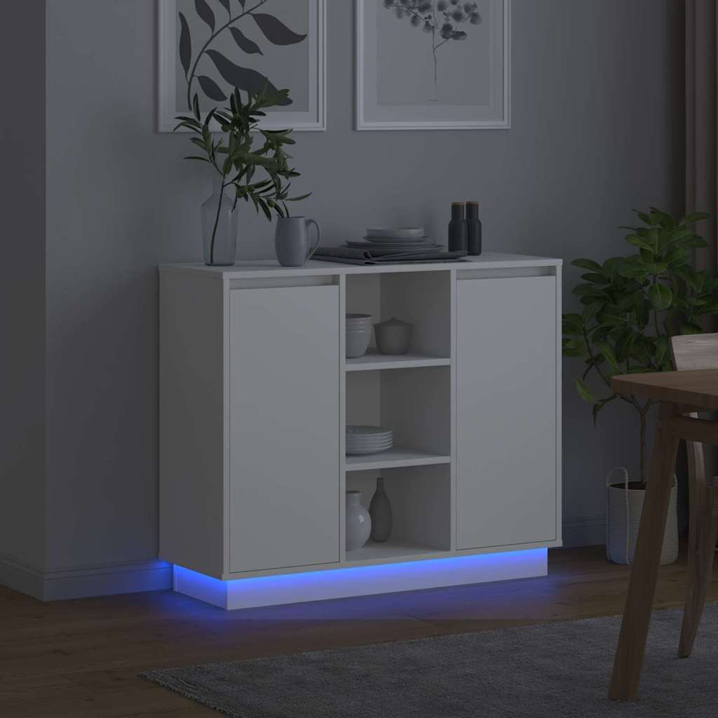 LED-Sideboard Weiß 90 x 32 x 75 cm Holzwerkstoff