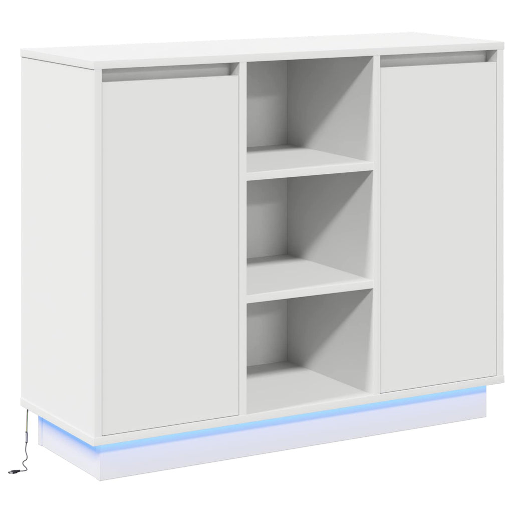 LED-Sideboard Weiß 90 x 32 x 75 cm Holzwerkstoff