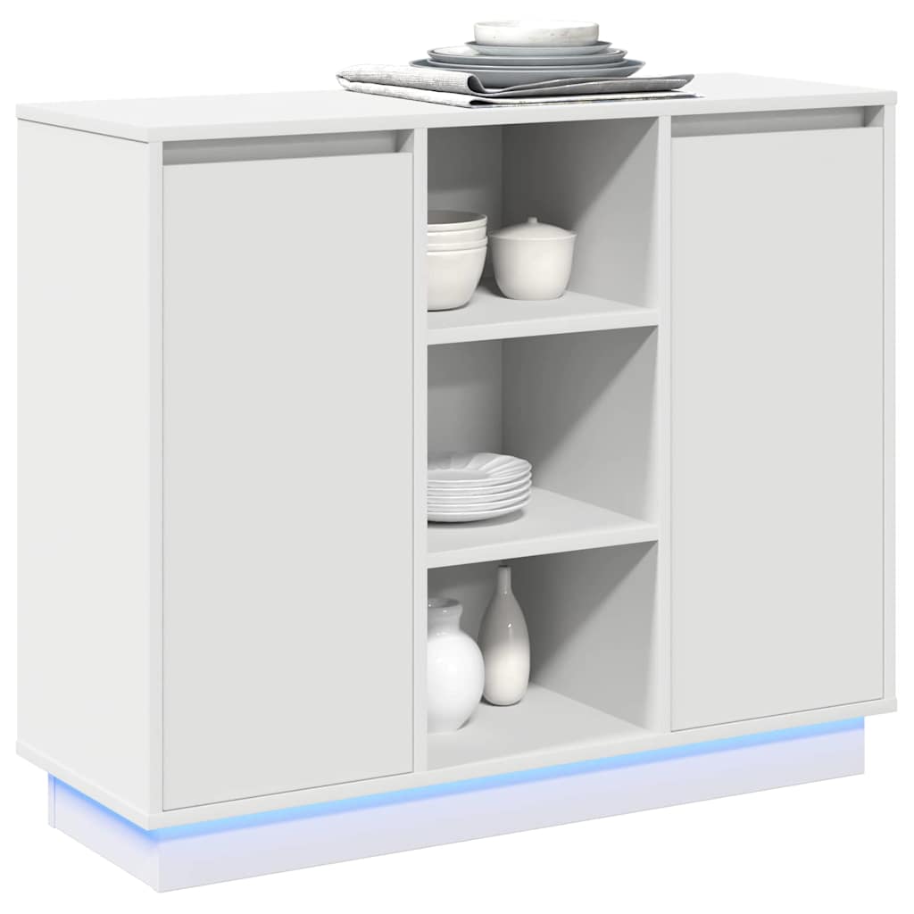 LED-Sideboard Weiß 90 x 32 x 75 cm Holzwerkstoff