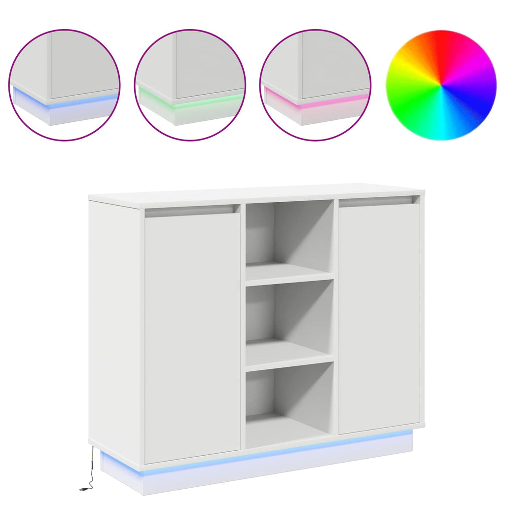 LED-Sideboard Weiß 90 x 32 x 75 cm Holzwerkstoff