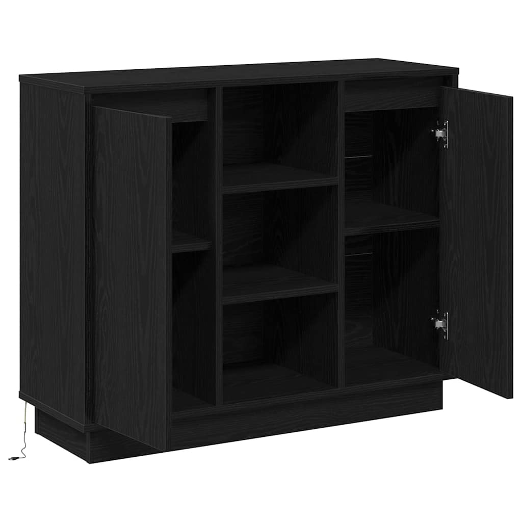 LED-Sideboard Schwarz Eichen-Optik 90 x 32 x 75 cm