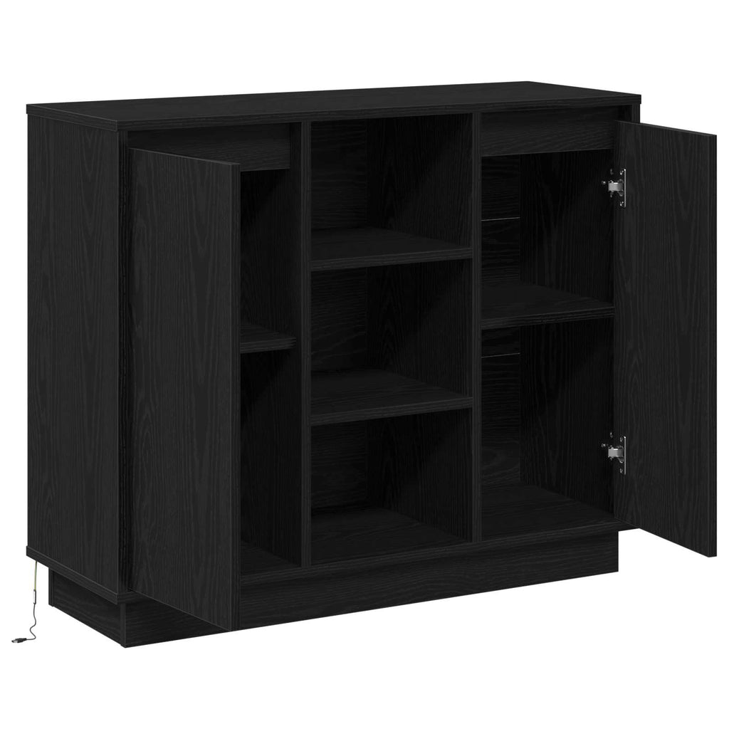 LED-Sideboard Schwarz Eichen-Optik 90 x 32 x 75 cm