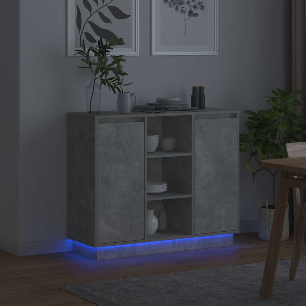 LED-Sideboard Beton Grau 90 x 32 x 75 cm Holzwerkstoff