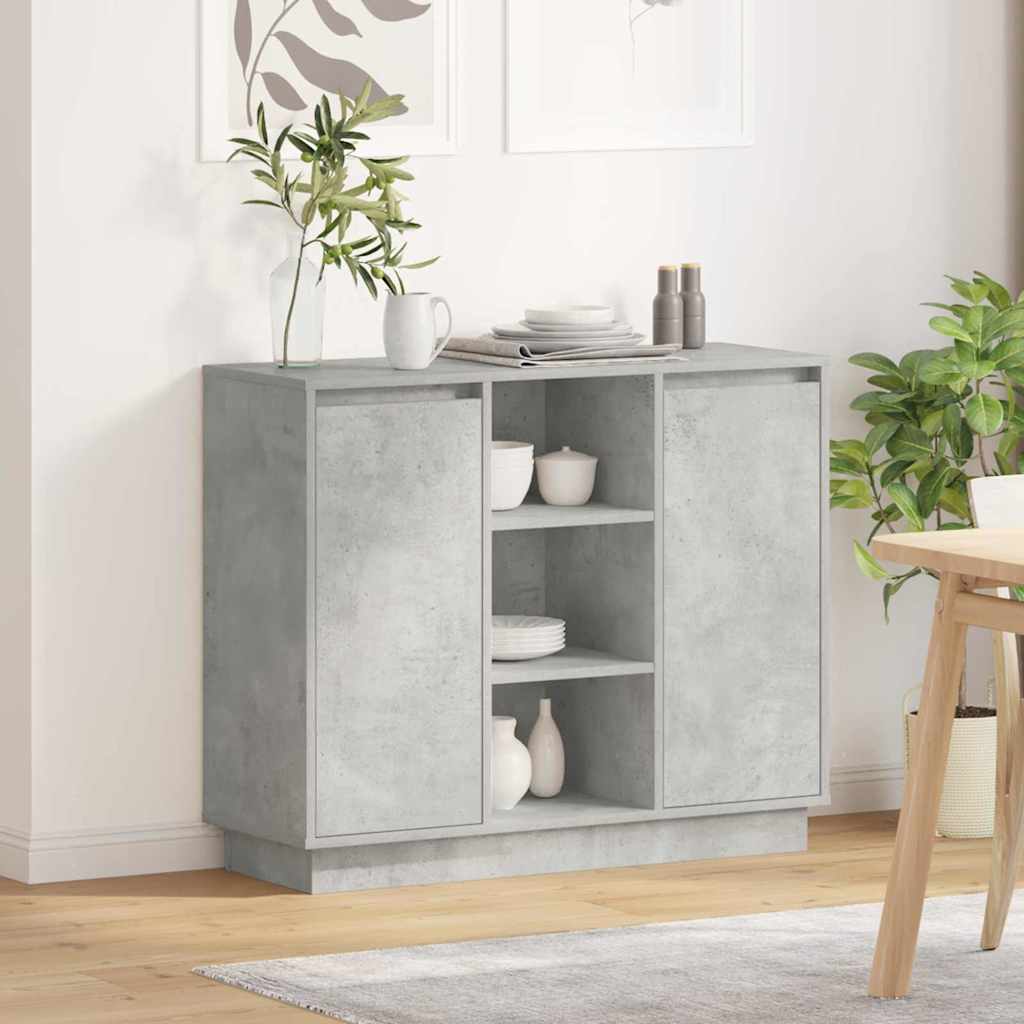 LED-Sideboard Beton Grau 90 x 32 x 75 cm Holzwerkstoff