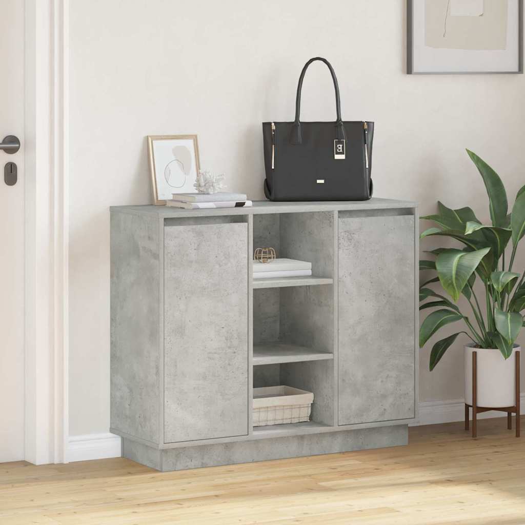 LED-Sideboard Beton Grau 90 x 32 x 75 cm Holzwerkstoff