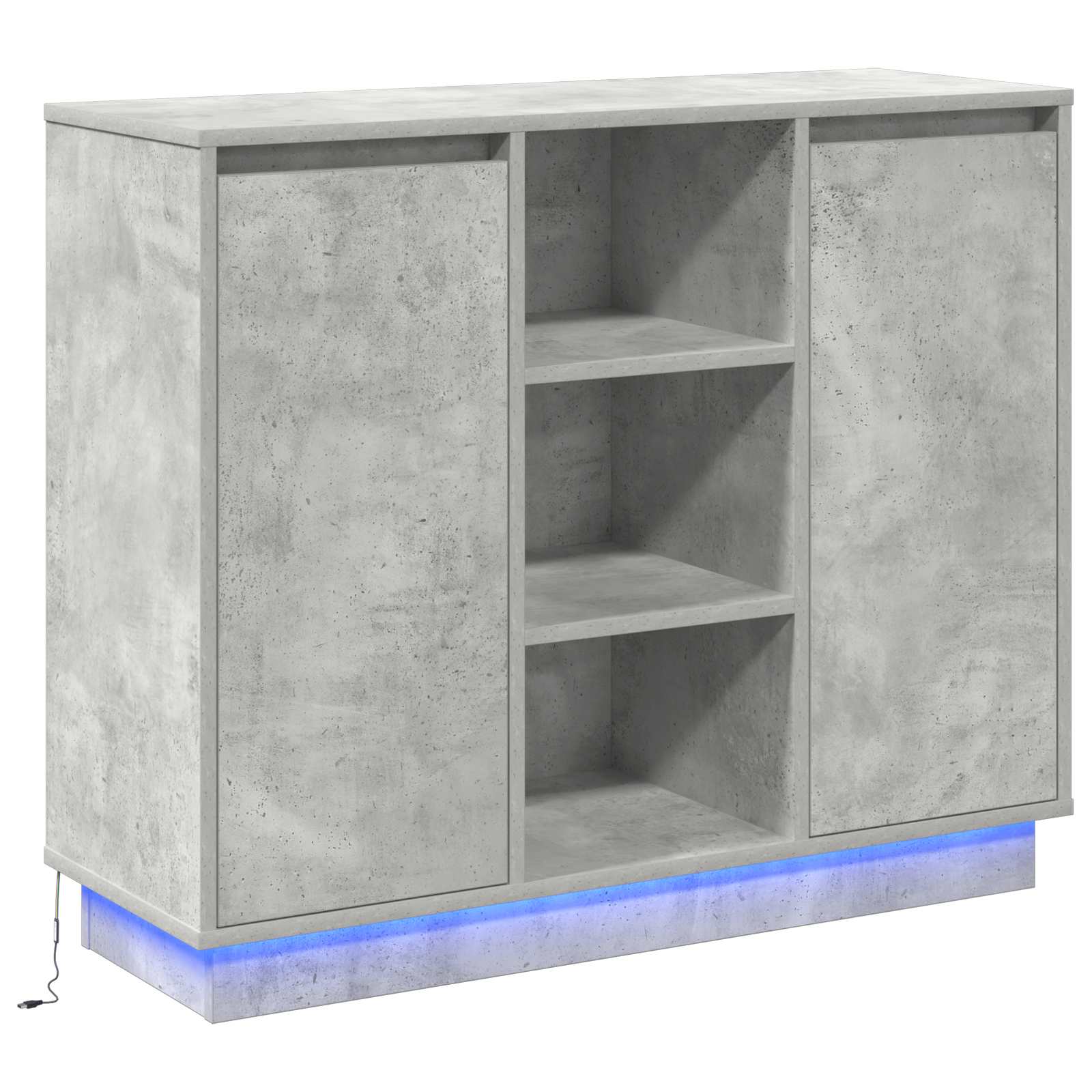 LED-Sideboard Beton Grau 90 x 32 x 75 cm Holzwerkstoff
