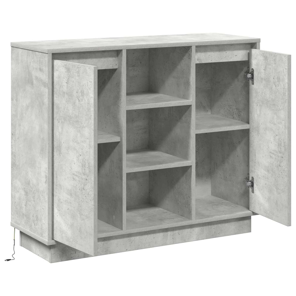 LED-Sideboard Beton Grau 90 x 32 x 75 cm Holzwerkstoff