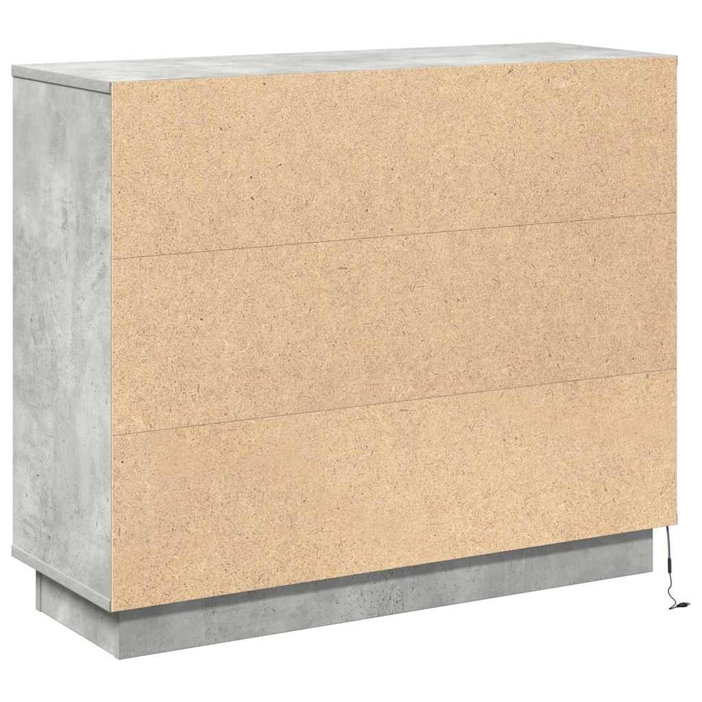 LED-Sideboard Beton Grau 90 x 32 x 75 cm Holzwerkstoff