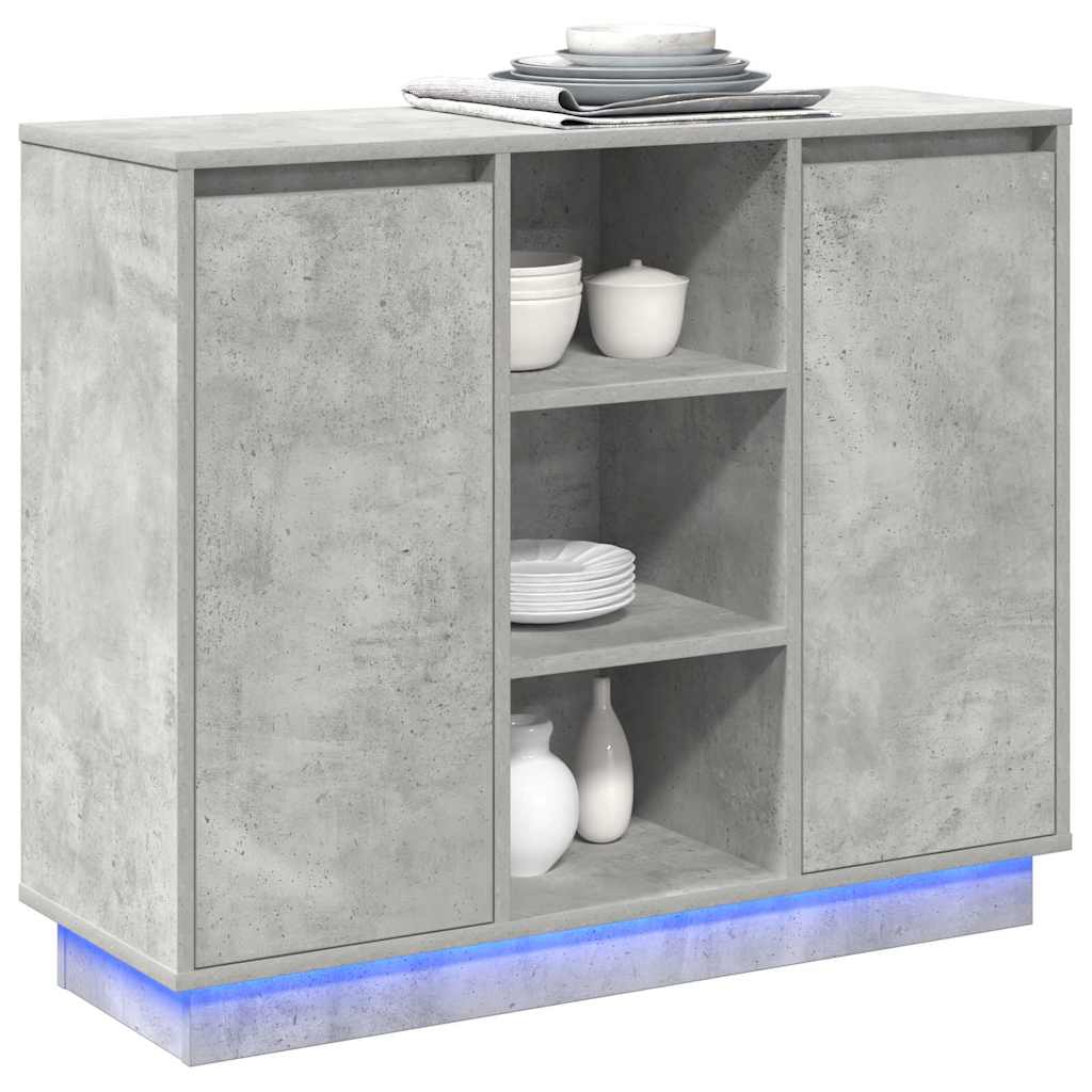 LED-Sideboard Beton Grau 90 x 32 x 75 cm Holzwerkstoff