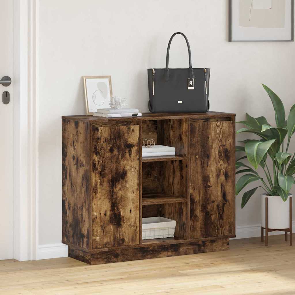 LED-Sideboard Geräucherte Eiche 90 x 32 x 75 cm Holzwerkstoff