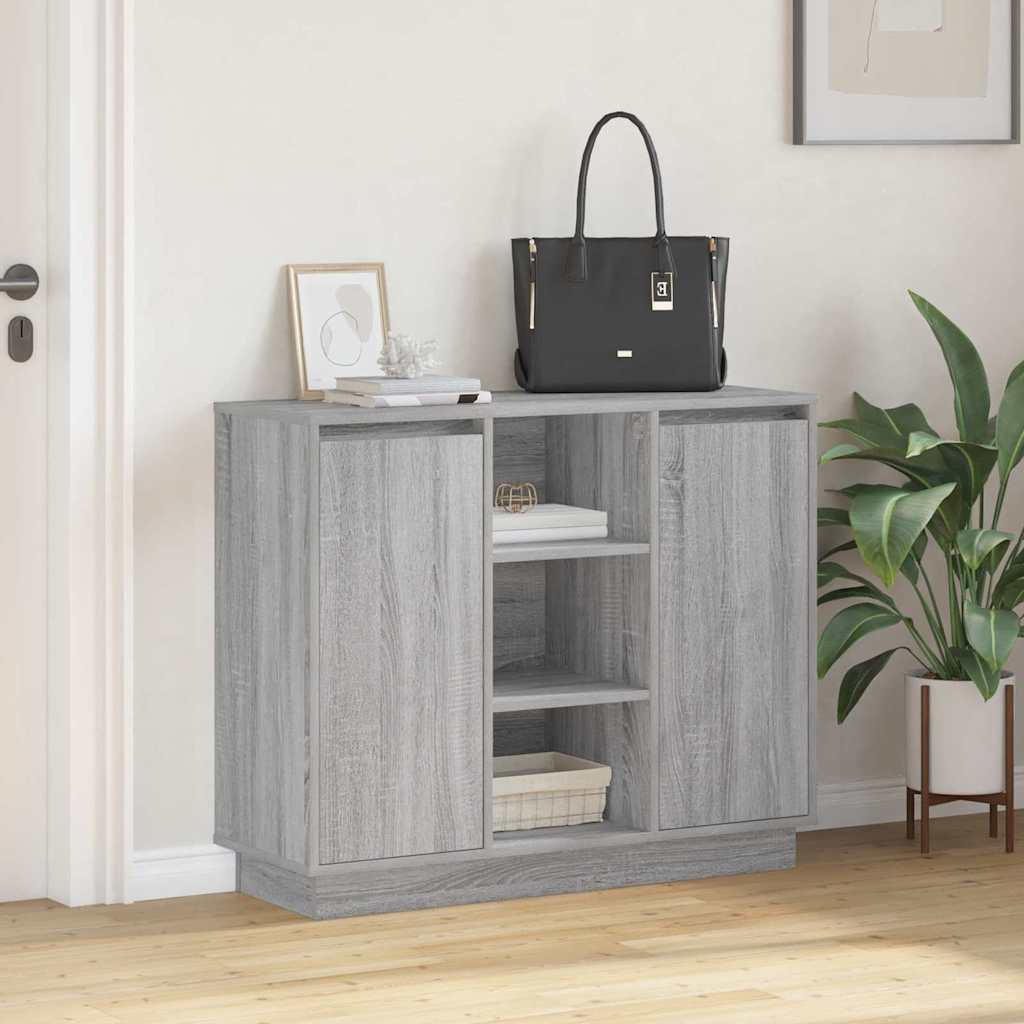 LED-Sideboard Graues Sonoma 90 x 32 x 75 cm Holzwerkstoff