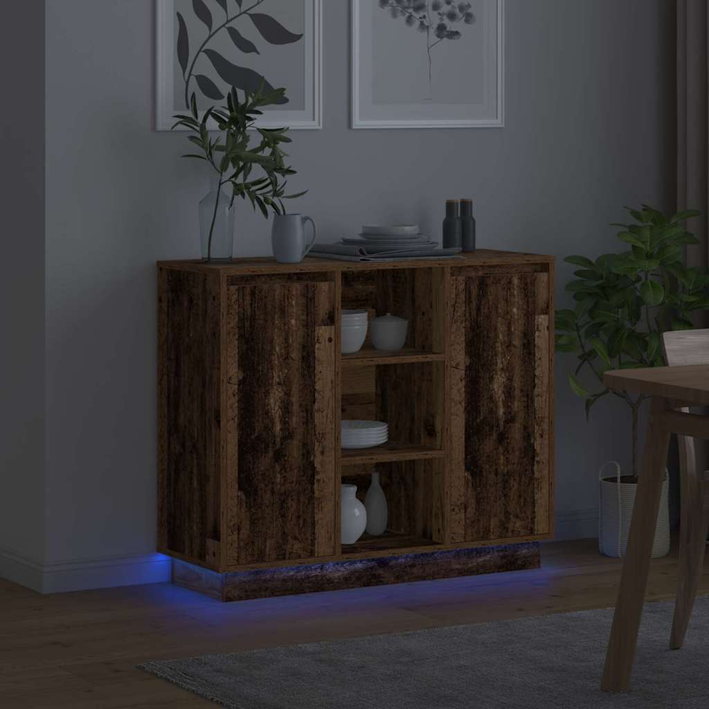 LED-Sideboard Altholz 90 x 32 x 75 cm Holzwerkstoff